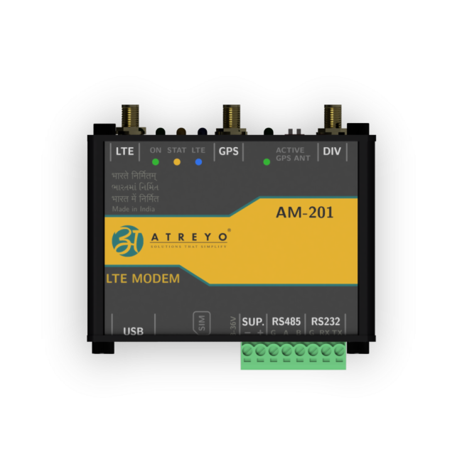 Industrial LTE modem with USB, RS232, RS485 AM-201